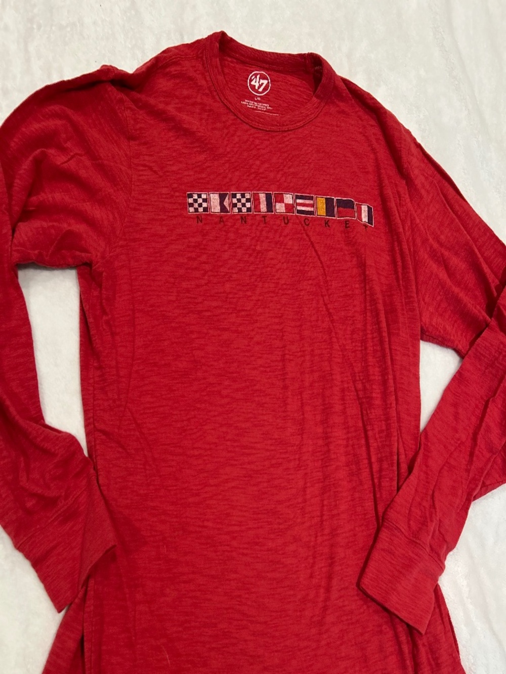 Nantucket Long Sleeve Cotton '47 Brand Large Red Flags